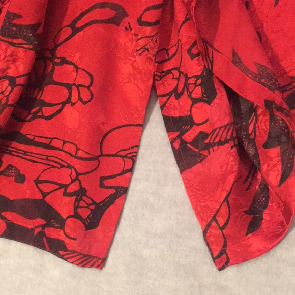 Vintage CHICO’S DESIGNS Silk Asian Style Graphic Design Side Split Lightweight - Picture 7 of 16